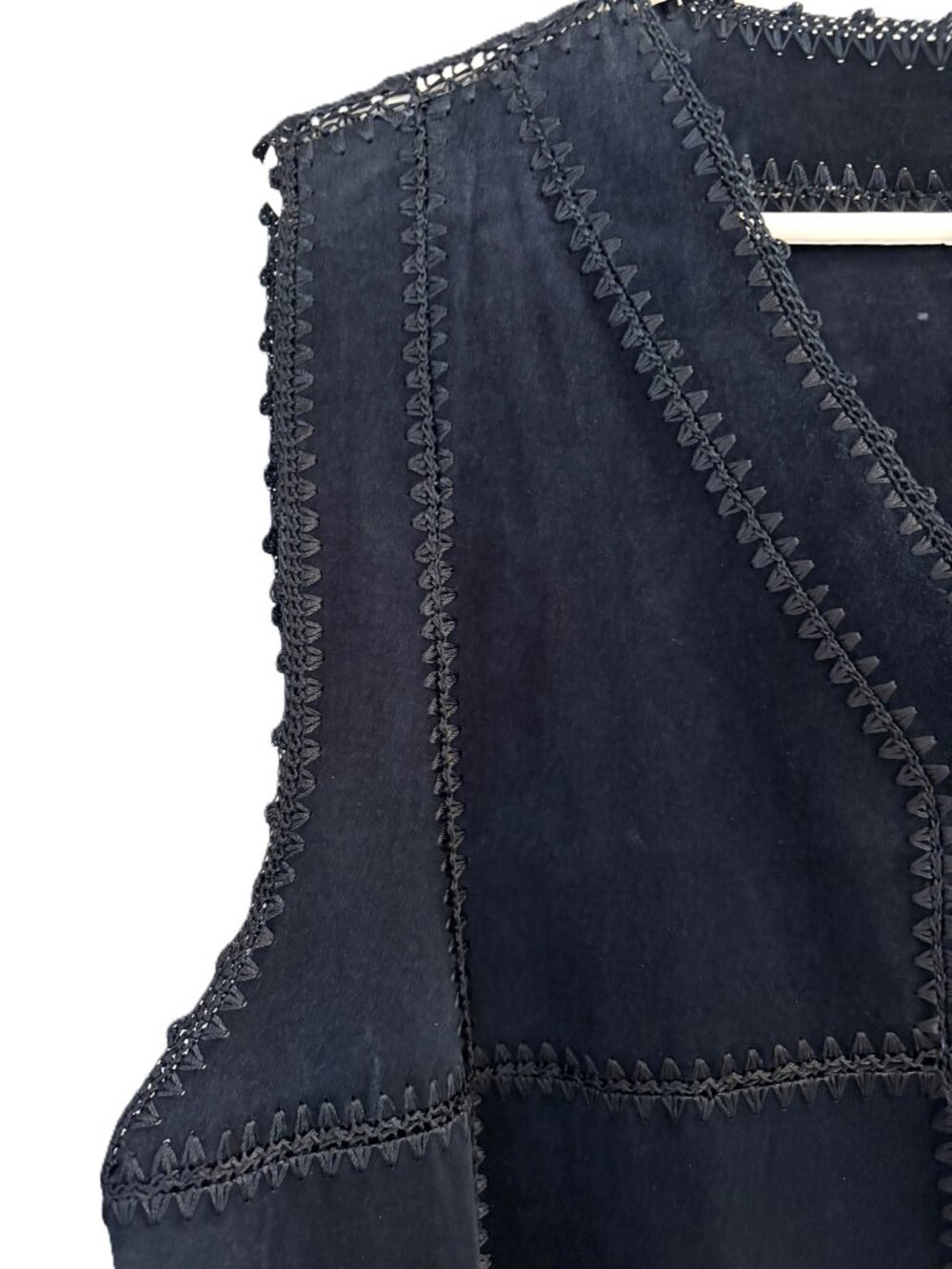 Navy Suede Patchwork Vest Size 2X - Picture 4 of 5